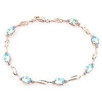 Aquamarine and Diamond Classic Tennis Bracelet 3.38ctw in 9ct Rose Gold