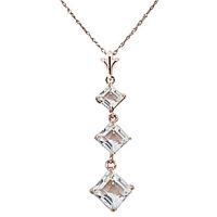 Aquamarine Three Stone Pendant Necklace 2.4ctw in 9ct Rose Gold