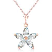 Aquamarine Flower Star Pendant Necklace 1.4ctw in 9ct Rose Gold