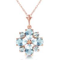 Aquamarine Sunflower Pendant Necklace 2.43ctw in 9ct Rose Gold