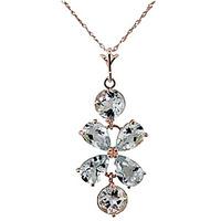 Aquamarine Blossom Pendant Necklace 3.15ctw in 9ct Rose Gold