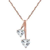 Aquamarine Twin Heart Pendant Necklace 1.4ctw in 9ct Rose Gold