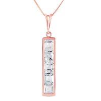 Aquamarine Channel Set Pendant Necklace 2.25ctw in 9ct Rose Gold