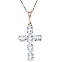 Aquamarine Rio Cross Pendant Necklace 1.5ctw in 9ct Rose Gold