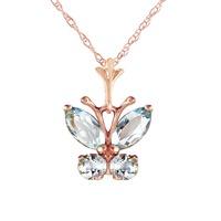 Aquamarine Butterfly Pendant Necklace 0.4ctw in 9ct Rose Gold