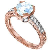 Aquamarine and Diamond Renaissance Ring 1.5ct in 9ct Rose Gold