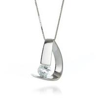 Aquamarine Arc Pendant Necklace 1.0ct in 9ct White Gold