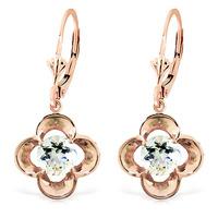 Aquamarine Corona Drop Earrings 1.1ctw in 9ct Rose Gold