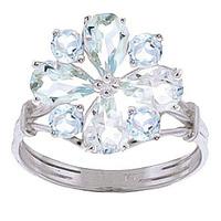 Aquamarine Sunflower Cluster Ring 2.43ctw in 9ct White Gold