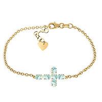 Aquamarine Adjustable Cross Bracelet 1.7ctw in 9ct Gold