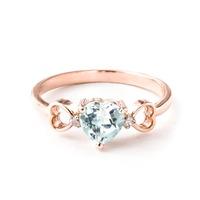 Aquamarine and Diamond Trinity Ring 0.95ct in 9ct Rose Gold