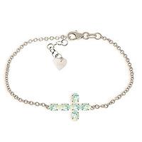 Aquamarine Adjustable Cross Bracelet 1.7ctw in 9ct White Gold