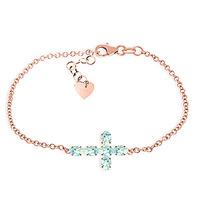 Aquamarine Adjustable Cross Bracelet 1.7ctw in 9ct Rose Gold