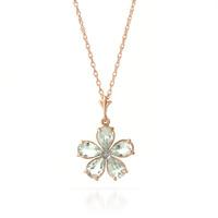 Aquamarine and Diamond Flower Petal Pendant Necklace 2.2ctw in 9ct Rose Gold