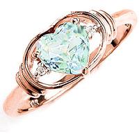 aquamarine and diamond ring 095ct in 9ct rose gold