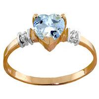 Aquamarine and Diamond Ring 0.95ct in 9ct Rose Gold