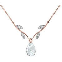 Aquamarine and Diamond Vine Branch Pendant Necklace 1.5ct in 9ct Rose Gold