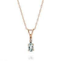 Aquamarine and Diamond Pendant Necklace 0.45ct in 9ct Rose Gold