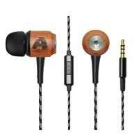 Arealer Premium Universal Genuine Wooden Red Sandalwood In-ear Earphone Headset Earbuds with Braided Weaved Cable for PC Tablet iPhone Sony HTC Androi
