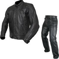ARMR Moto Kenji Leather Motorcycle Jacket & Trousers Black Kit