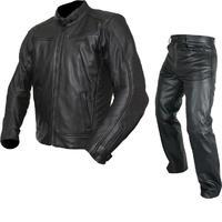 ARMR Moto Kenji Leather Motorcycle Jacket & Trousers Black Kit