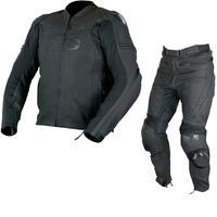 ARMR Moto Raiden Leather Motorcycle Jacket & Trousers Black Kit
