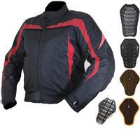 Armr Moto Miura Black-Red Motorcycle Jacket And Back Protector