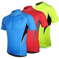 Arsuxeo Cycling Jersey Men\'s Short Sleeve Bike Jersey Tops Quick Dry Anatomic Design Front Zipper Breathable Polyester PatchworkSpring