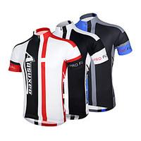 Arsuxeo Cycling Jersey Men\'s Short Sleeve Bike Jersey Tops Quick Dry Anatomic Design Front Zipper Breathable 100% Polyester Classic Stripe