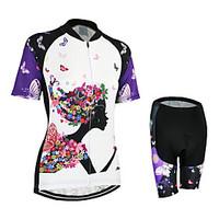 Arsuxeo Cycling Jersey with Shorts Women\'s Short Sleeve Bike Padded Shorts/Chamois Jersey Shorts Clothing SuitsQuick Dry Anatomic Design