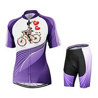 Arsuxeo Cycling Jersey with Shorts Women\'s Short Sleeve Bike Jersey Shorts Clothing SuitsQuick Dry Anatomic Design Breathable YKK Zipper