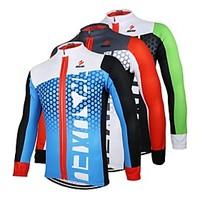 Arsuxeo Cycling Jersey Men\'s Long Sleeve Bike Jersey Tops Quick Dry Anatomic Design Front Zipper Breathable 100% Polyester Patchwork