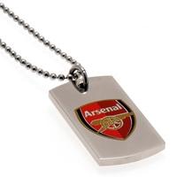 Arsenal Colour Crest Dog Tag & Chain - Stainless Steel, N/A