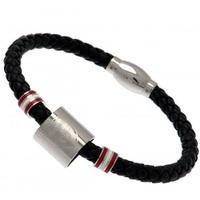 Arsenal Crest Colour Stripe Leather Bracelet - Stainless Steel, N/A