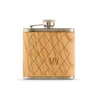 Argyle Diamond Monogram Oak Wrapped Hip Flask