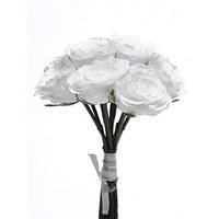 Artificial White Rose Bouquet Short Stem