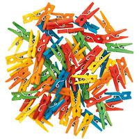 Artstraws Mini Clothes Pegs, Wood, Assorted Colours