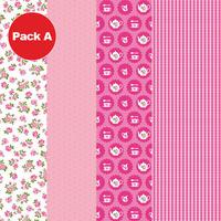 Artepatch Decoupage Paper Packs - 4 assorted designs per pack (Pink Patchwork/Blue Roses)