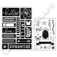 art c stamp and adhesive stencils words and icons 32 pieces 372203