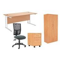 arista 1600mm rectangular desk beech bundle deal kf838857