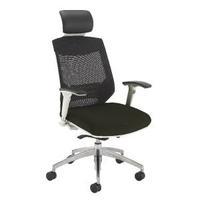 Arista Mesh High Back Task Chair With Headrest White Frame Black