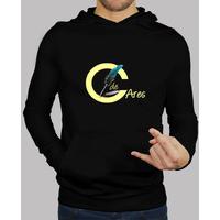 ares circle hooded sweatshirt m / black logo long man pastel yellow