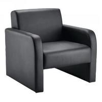 arista reception chair flat pack leather look black kf72153