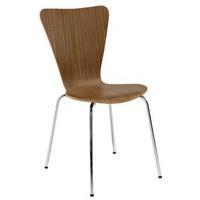 arista wooden bistro chair walnut and chrome pack of 4 kf72578