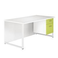 Arista Single 1600mm WhiteGreen Pedestal Desk