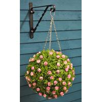 artificial pink rose flower and leaf effect topiary ball by smart gard ...