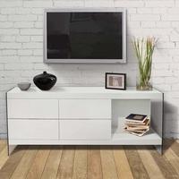Armenia TV Sideboard In White High Gloss With Glass Legs