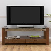 Arturo Solid Walnut And Glass Top TV Unit