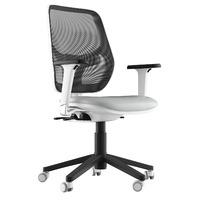 Aria Faux Leather Chrome Base Task Chair Grey 1D Adjustable Arms