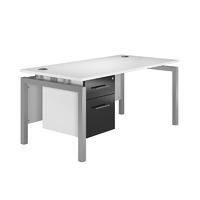 Arc Silver Bench Leg Single Pedestal Desk in Black Eco Bench Silver Single Pedestal Desk in Black 1600mm